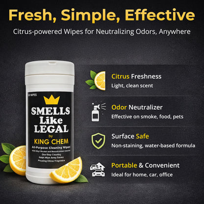 SMELLS LIKE LEGAL™ Clean wipes 50 per container Citrus scent