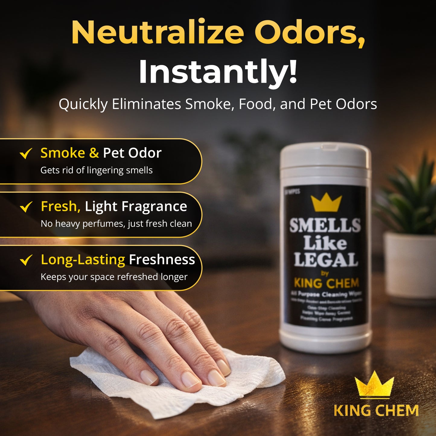 SMELLS LIKE LEGAL™ Clean wipes 50 per container Citrus scent