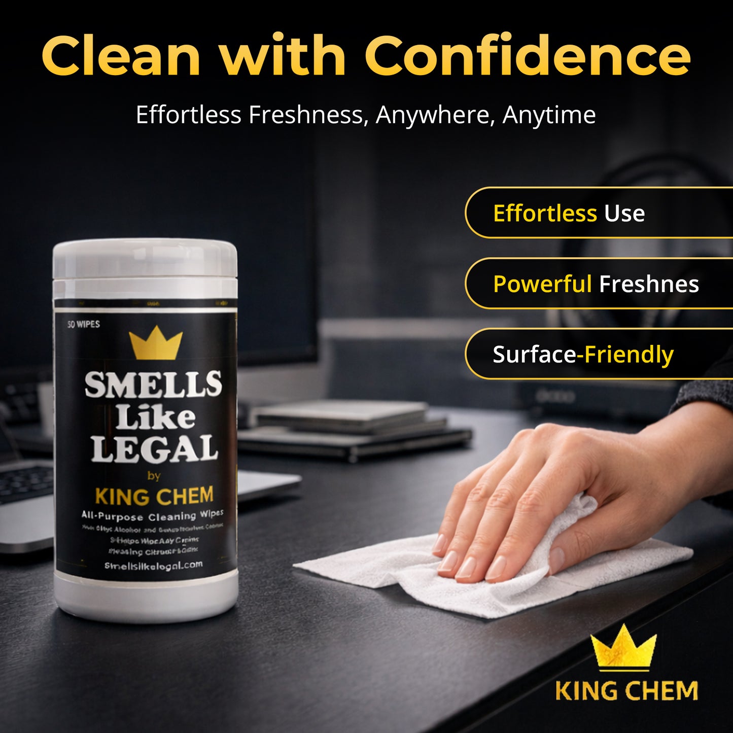 SMELLS LIKE LEGAL™ Clean wipes 50 per container Citrus scent