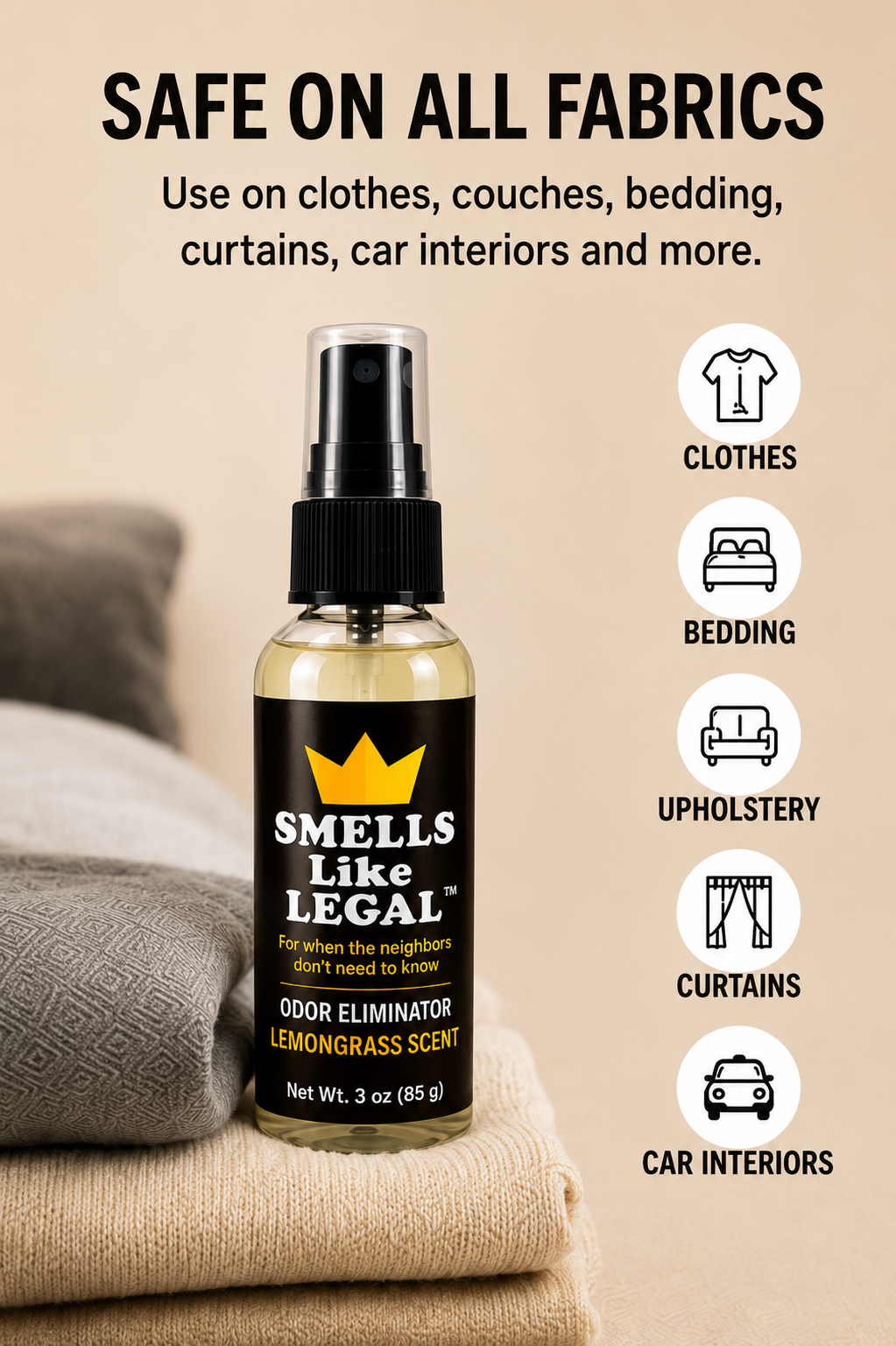 SMELLS LIKE LEGAL™ LEMONGRASS SCENT 3oz Spray bottle - Travel Size