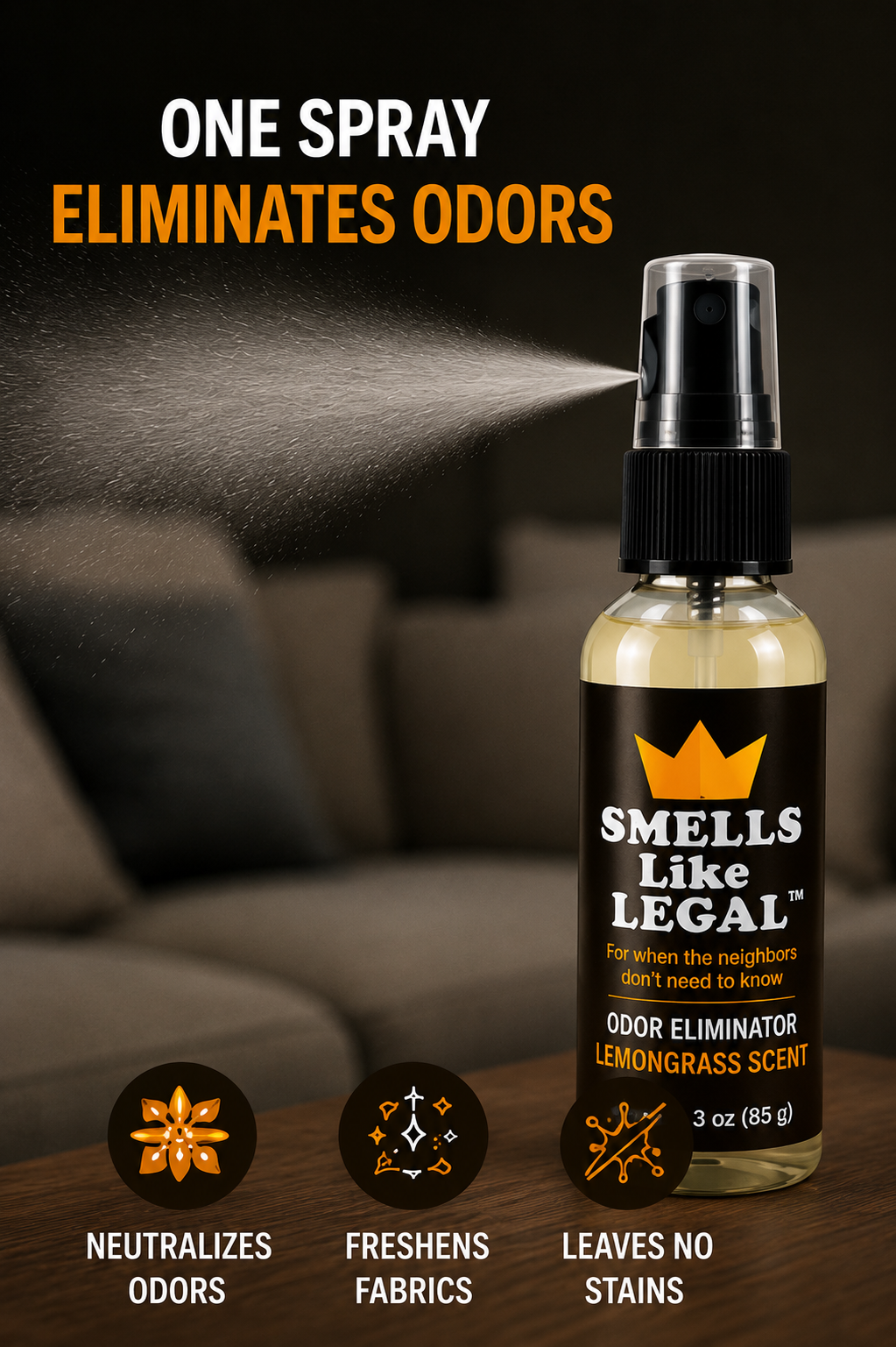 SMELLS LIKE LEGAL™ LEMONGRASS SCENT 3oz Spray bottle - Travel Size