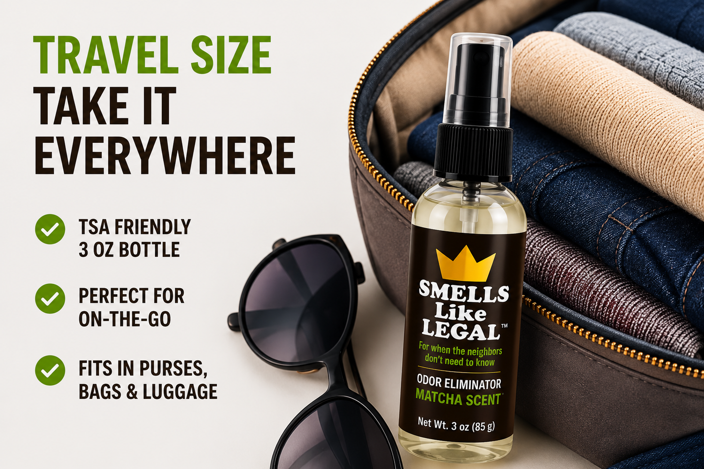 SMELLS LIKE LEGAL™ MATCHA SCENT 3oz Spray bottle - Travel Size