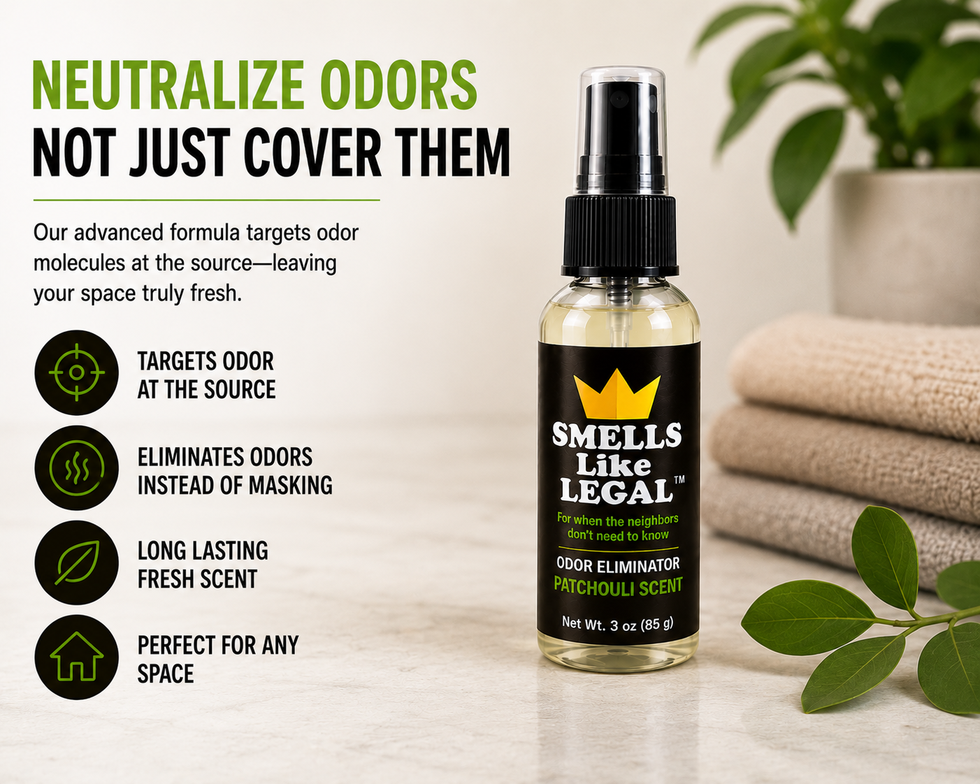 SMELLS LIKE LEGAL™ PATCHOULI SCENT 3oz Spray bottle - Travel Size