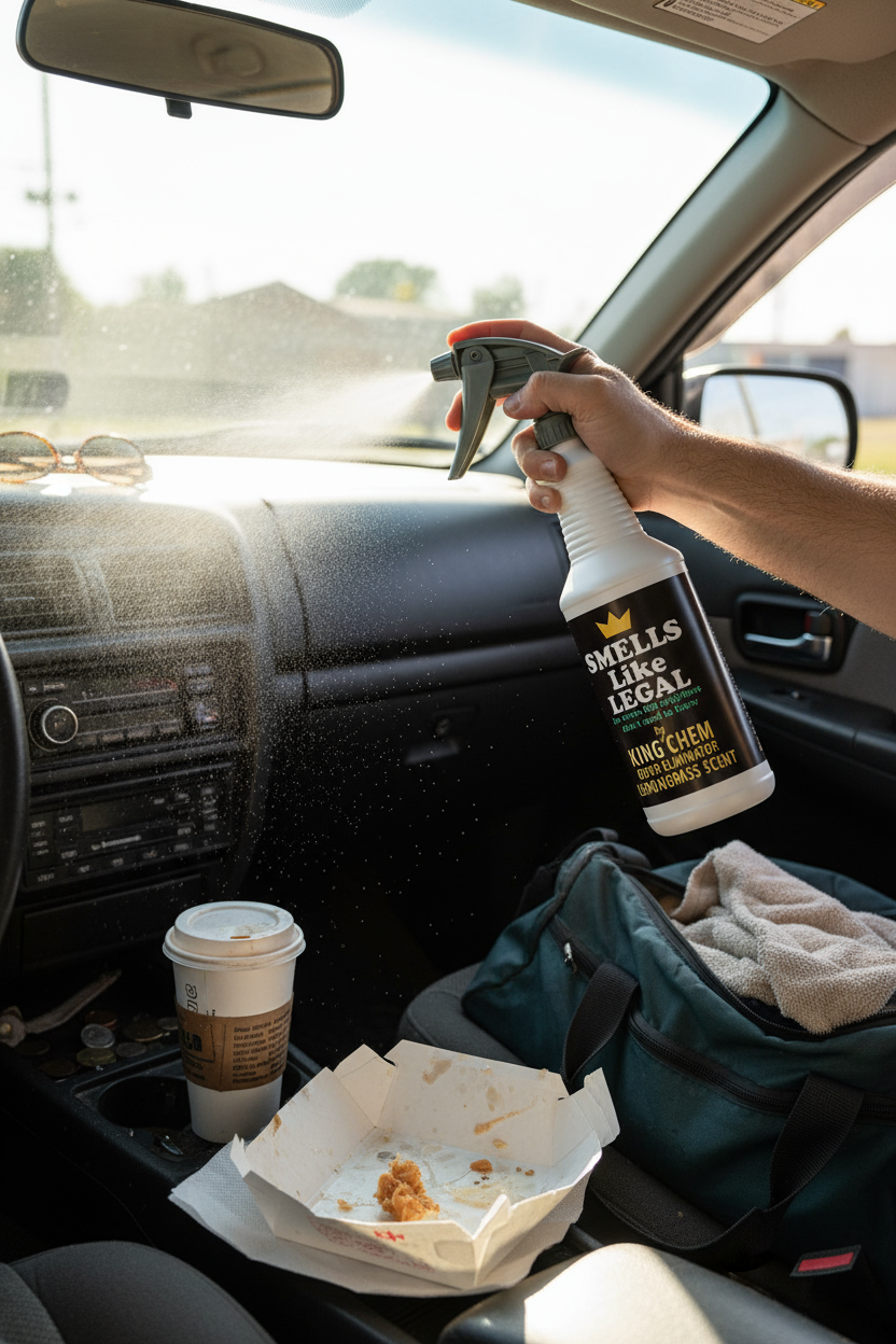 SMELLS LIKE LEGAL LEMONGRASS Scent 32oz Spray Bottle freshening up a car